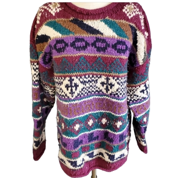 Native American Sweaters - Native American hand made knit sweater size L